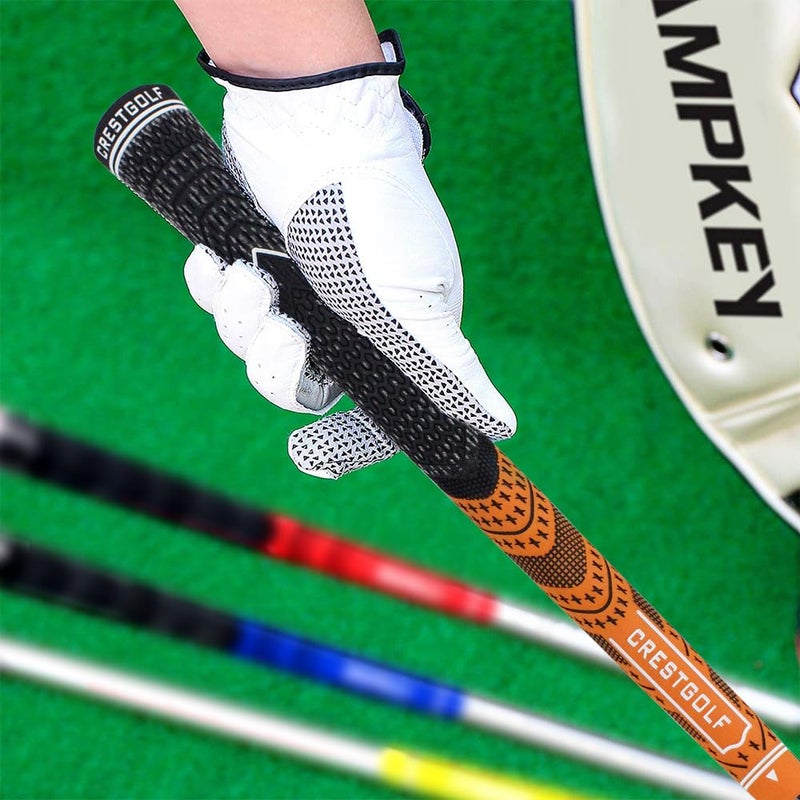 Crestgolf Multi -Compound Golf Grips, Standard Size All-Weather Control Thread Technology Rubber Combine with Carbon Yard, Anti-Slip-Set of 13(Orange,Standard Size) - Image 5